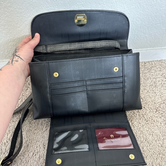 Etienne Aigner Leather Purse -  Black with Gold Hardware - Picture 6 of 16